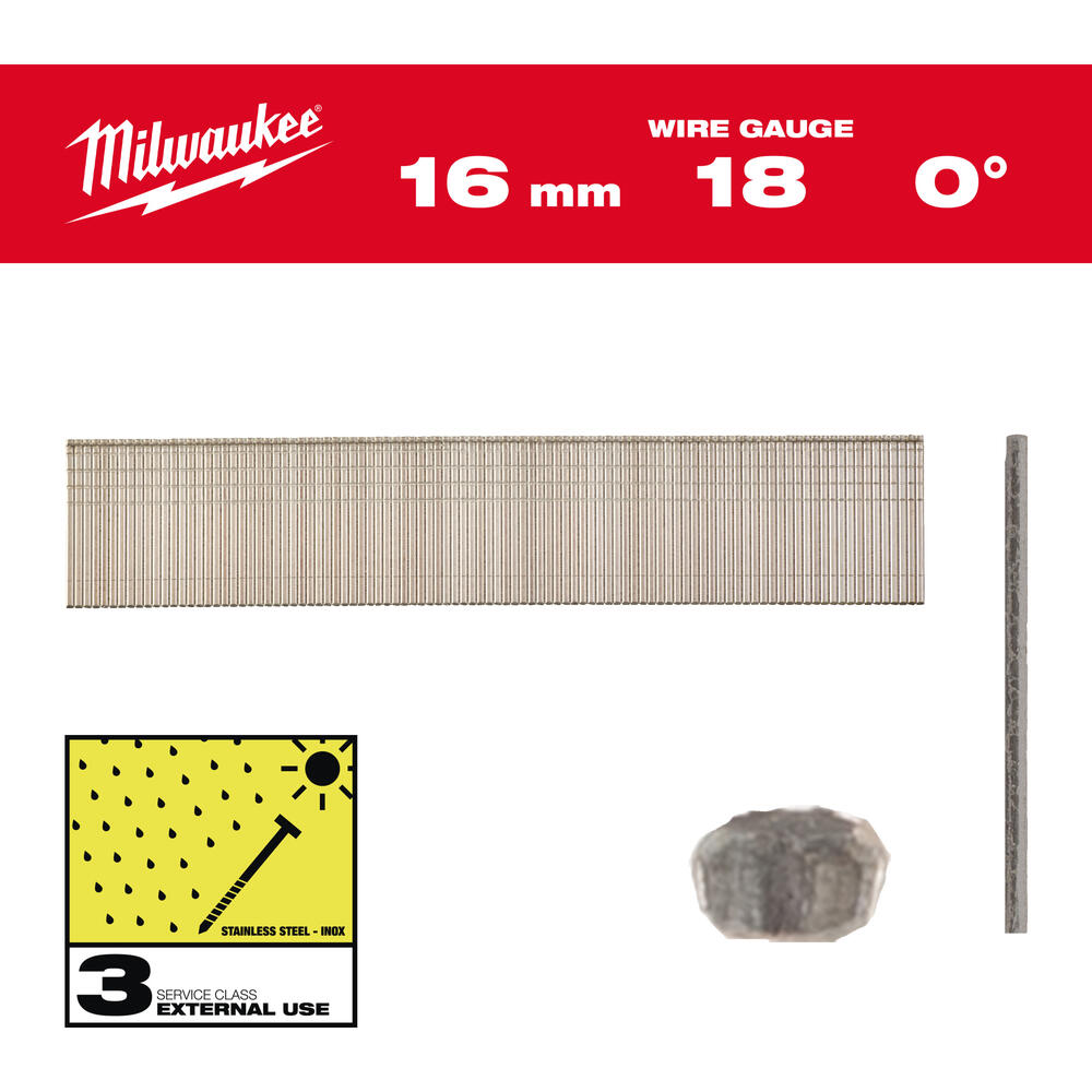 Milwaukee Stauchkopfnägel 18 Gauge für M18FN18GS & M18CN18GS Edelstahl