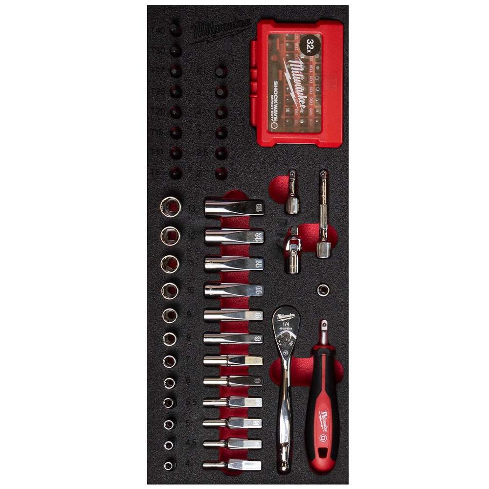 Milwaukee 1/4 Zoll Ratschen, Handgriff, Steckschlüssel- & Bit-Steckschlüsseleinsätze Einlage