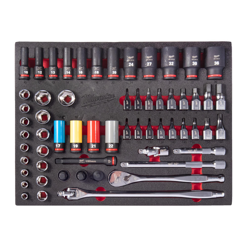 Milwaukee Ratschen- und Schlagnuss Einlage  SHOCKWAVE (60-teilig)