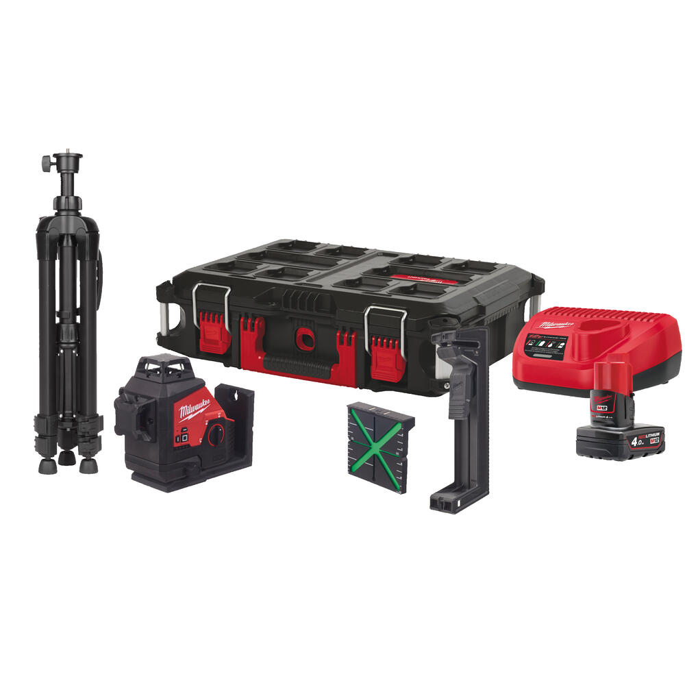Milwaukee M12 Akku-Kreuzlinienlaser 3x360° Kit M123PLSKIT-401P